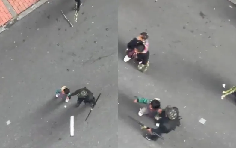 Crianças são usadas como escudo durante confusão em protesto - Imagem