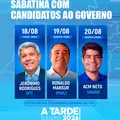 Grupo A TARDE inicia sabatinas com candidatos ao Governo da Bahia nesta terça (18) imagem
