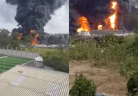 Incêndio em fábrica de solventes provoca explosões e fumaça intensa