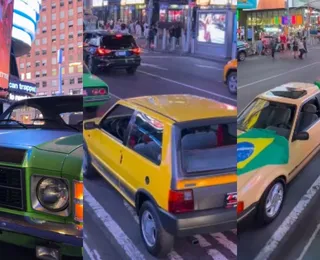 A "invasão" dos carros esportivos nacionais na Times Square, nos EUA
