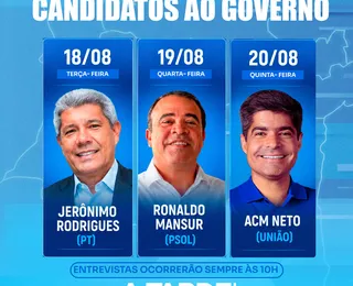 Grupo A TARDE inicia sabatinas com candidatos ao Governo da Bahia nesta terça (18)
