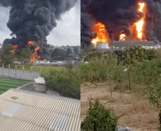 Incêndio em fábrica de solventes provoca explosões e fumaça intensa