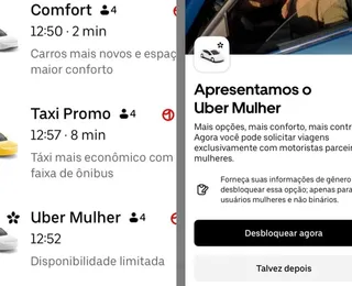 Uber muda app e libera novidade para passageiras em todo o Brasil