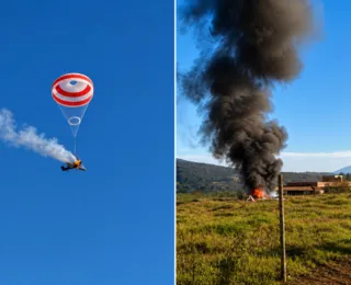 Vídeo: Avião de pequeno porte explode, pega fogo e cai em Minas Gerais