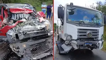 Médico morre e irmão fica gravemente ferido após batida entre carro e caminhão