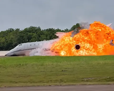 VÍDEO: Jatinho explode após cair em aeroporto e deixa dois mortos