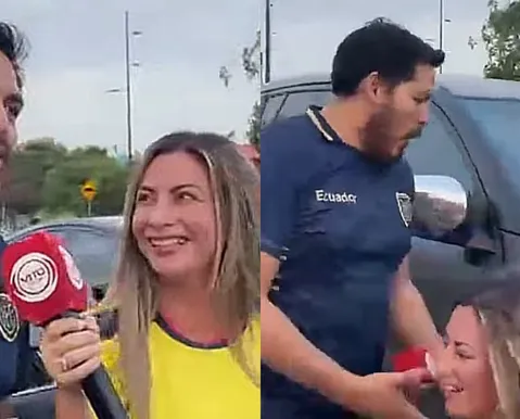 VÍDEO: Repórter é atropelada ao vivo durante transmissão da Copa do Mundo