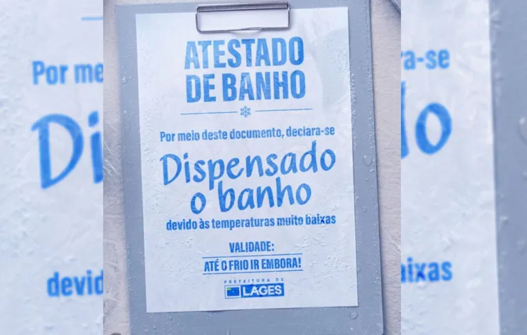 Prefeitura libera "atestado de banho" após onda de frio intenso