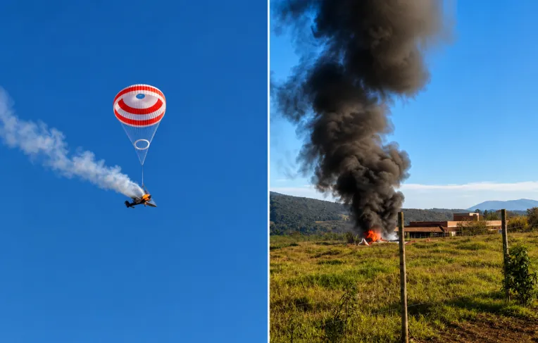 Vídeo: Avião de pequeno porte explode, pega fogo e cai em Minas Gerais