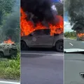 Vídeo: Viatura da PM pega fogo na BR-324 imagem