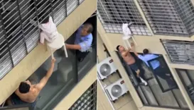 VÍDEO: criança fica presa na janela do 12º andar e é resgatada por vizinhos