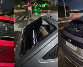 Granizo do tamanho de bola de golfe perfura e danifica carros na orla