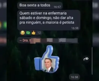 Médica é denunciada após mandar impedir altas de pacientes: “Petistas”