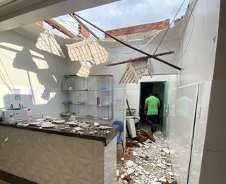 Temporal causa desabamento e rastro de estragos em hospital na Bahia