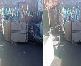 VÍDEO: Caminhão perde o controle, tomba e bloqueia ladeira no Arraial do Retiro