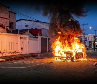 Carro pega fogo e assusta moradores em cidade baiana