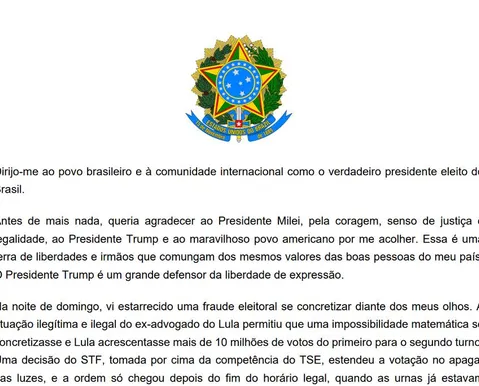 Aliados de Flávio Bolsonaro culpam IA por versões diferentes da carta golpista - Imagem