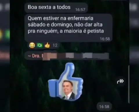Médica é denunciada após mandar impedir altas de pacientes: “Petistas”