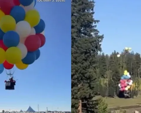 Up - Altas Aventuras: homem voa mais de 300 km com quase 100 balões de hélio - Imagem