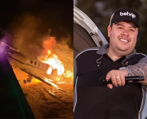 Vídeo mostra momento exato em que avião de Rey Vaqueiro pega fogo