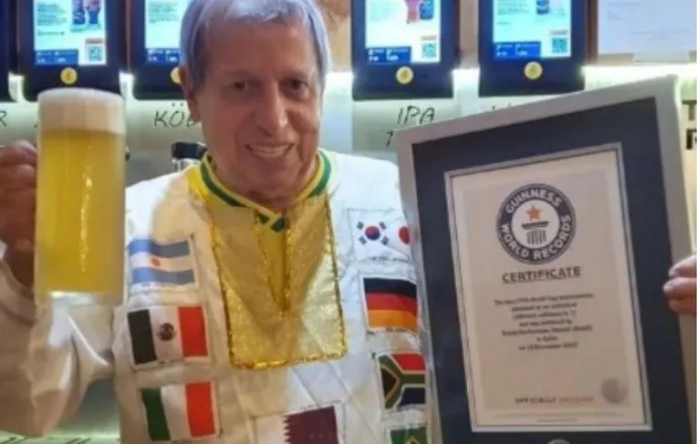 Brasileiro amplia marca no Livro dos Recordes após assistir à sua 12ª Copa do Mundo