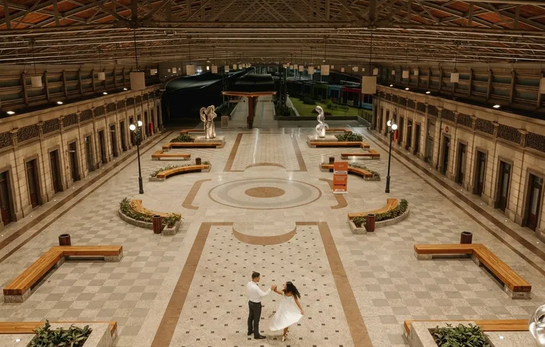 Casal faz ensaio pré-casamento em estação histórica do VLT de Salvador
