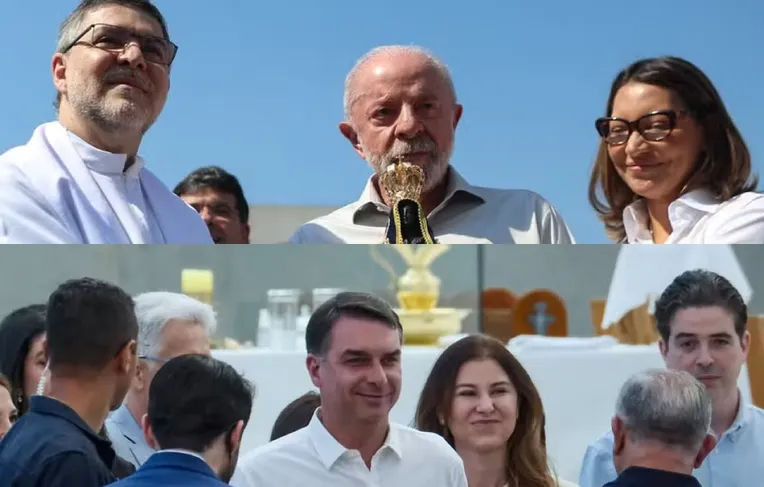Lula e Flávio Bolsonaro participam de missas no Dia de N. S. Aparecida