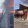 Incêndio atinge supermercado em Praia do Forte; veja vídeo imagem