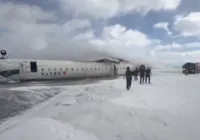 Avião capota durante o pouso e deixa pelo menos 8 feridos