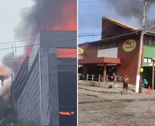 Incêndio atinge supermercado em Praia do Forte; veja vídeo