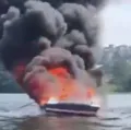 Vídeo: lancha com família a bordo explode em represa imagem