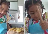 Aos 3 anos, Liz impressiona ao ensinar receita de bolo imagem