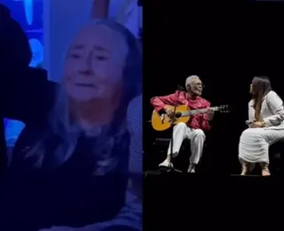 Mãe de Preta Gil se emociona ao ver filha cantando com Gilberto Gil