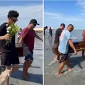 Filho faz cortejo fúnebre no mar para homenagear pai pescador imagem