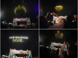 Vídeo: Elba Ramalho é homenageada em Campina Grande com balé de drones - Imagem