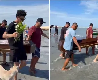 Filho faz cortejo fúnebre no mar para homenagear pai pescador