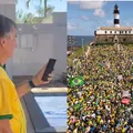 Bolsonaro liga para deputado em ato no Farol da Barra imagem