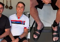 Bolsonaro surge sorridente e exibe tornozeleira eletrônica; veja imagem