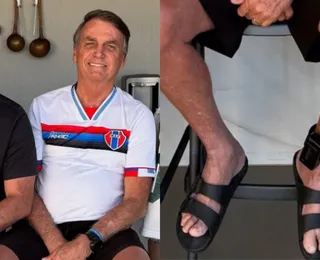 Bolsonaro surge sorridente e exibe tornozeleira eletrônica; veja