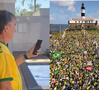 Bolsonaro liga para deputado em ato no Farol da Barra - Imagem