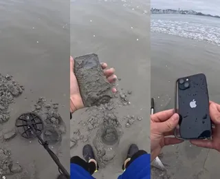 Jovem resgata iPhone intacto enterrado em praia e devolve à dona