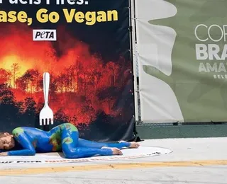 Luisa Mell pinta o corpo em protesto e critica cardápio na COP30: "Seja vegano”