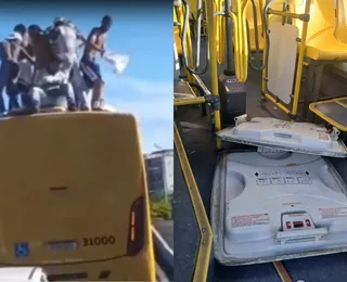 Torcedores do Bahia 'surfam' em ônibus e prefeitura promete resposta dura