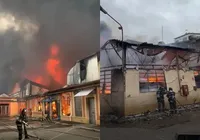 Incêndio causa destruição e mobiliza 20 viaturas dos bombeiros