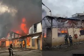 Incêndio causa destruição e mobiliza 20 viaturas dos bombeiros - Imagem