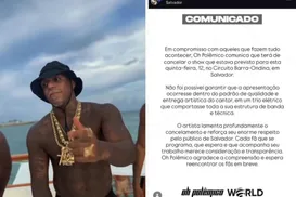 Oh Polêmico cancela show na Barra nesta quinta-feira, 12; saiba motivo - Imagem