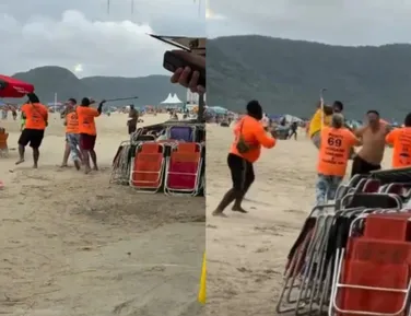 Vídeo: barraqueiros agridem banhista em praia de cidade famosa - Imagem