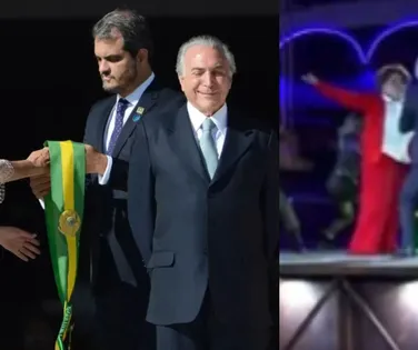 Desfile que homenageia Lula mostra Temer 'roubando' faixa de Dilma - Imagem