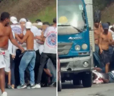 Homem é agredido por grupo de torcedores do Bahia em Salvador - Imagem