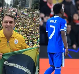 Flávio Bolsonaro manda recado a Vini Jr: "Não podemos nos calar" - Imagem
